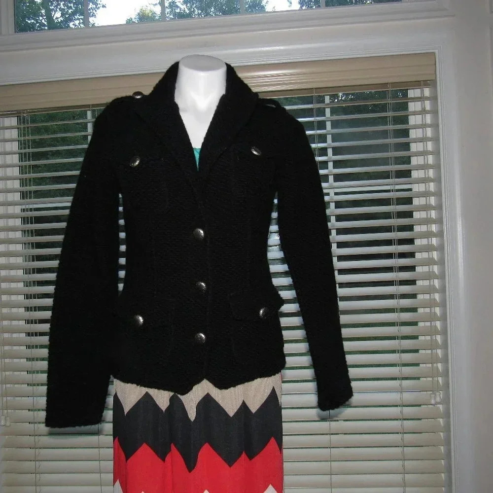 MARISOL Italian Wool Blend Black Jacket Blazer M - Picture 2 of 7